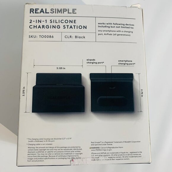 REAL SIMPLE Silicone 2 in 1 Charging Station Black (iPhone/headphones) - Picture 3 of 10
